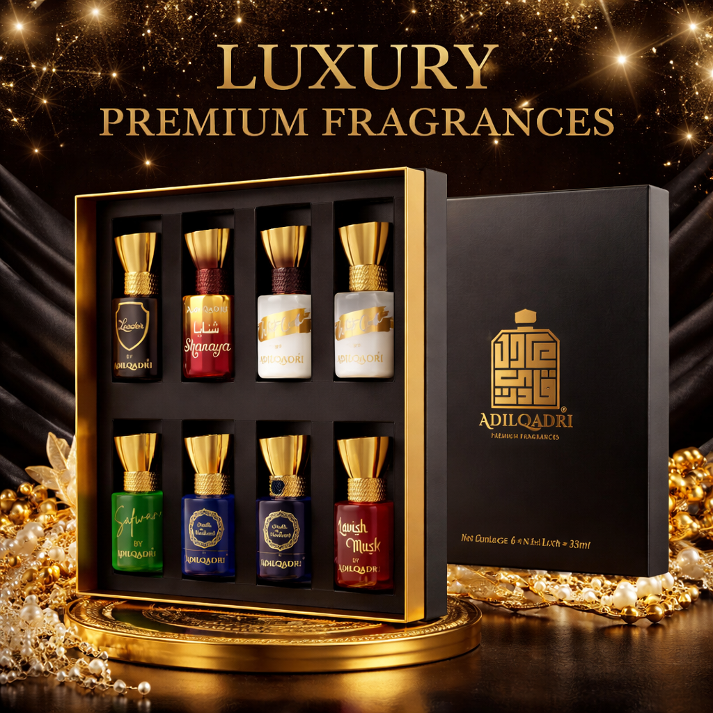 Adilqadri Premium Attar Gift Set – Long Lasting Luxury Fragrance Collection (6 x 5.5ml)