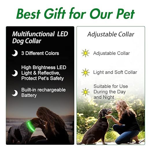 LED Reflective Dog Safety Collar – Pack of 3