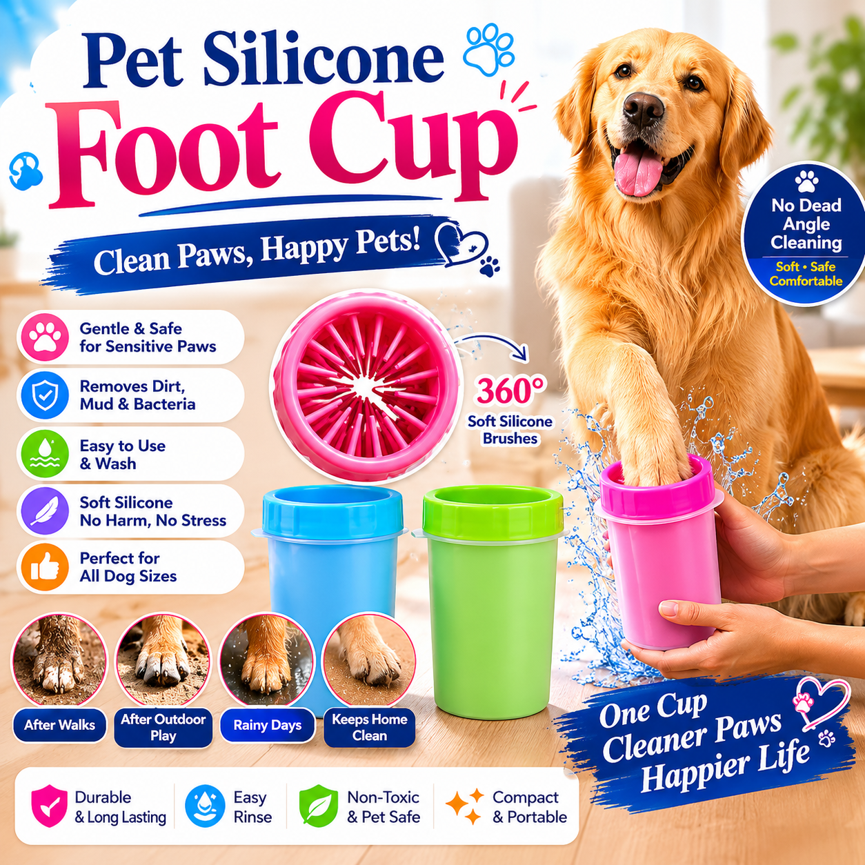 Pet Silicone Paw Cleaner Cup – Gentle & Easy Paw Wash