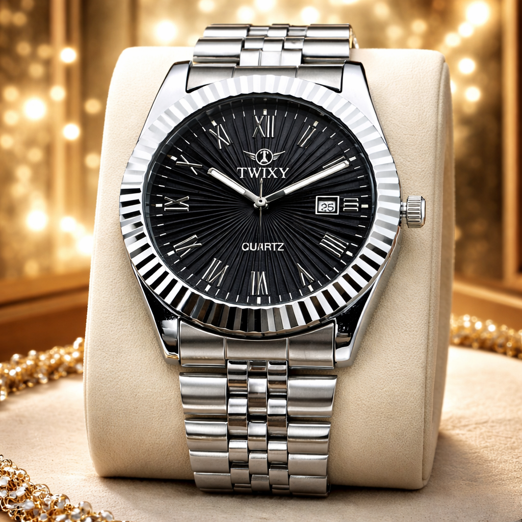 TWIXY Premium Stainless Steel Quartz Watch – Classic Black Dial