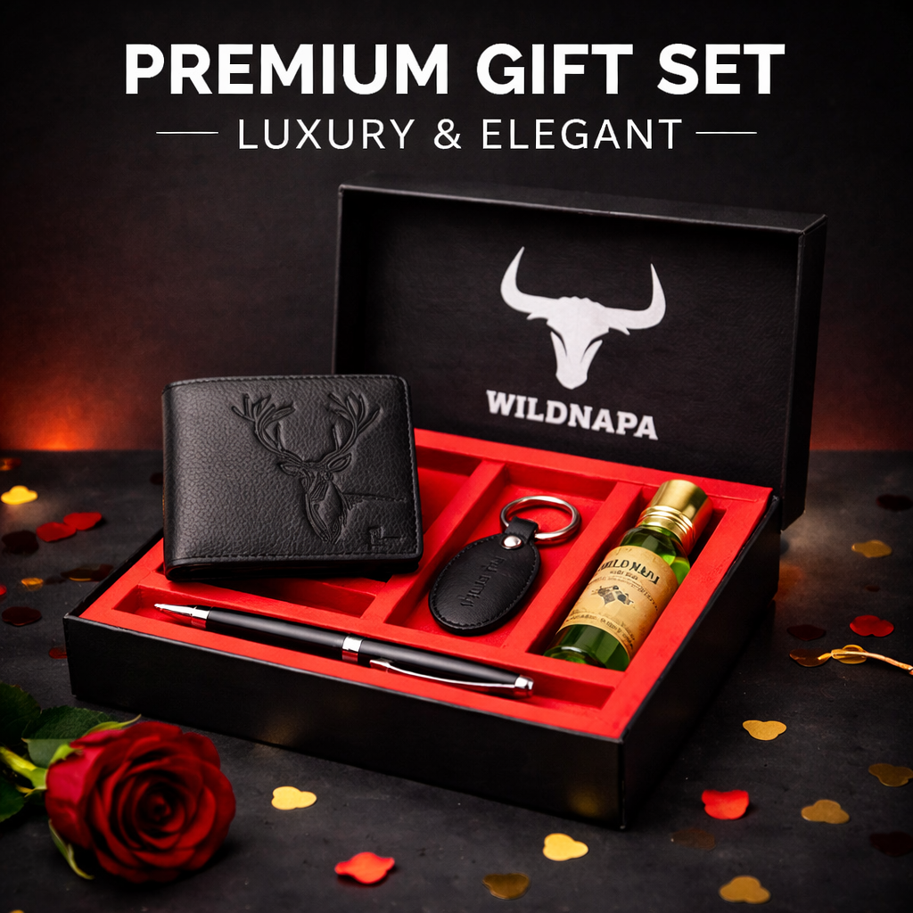 Wildnapa Premium Gift Set for Men – Wallet, Pen, Keychain & Mini Cologne Combo