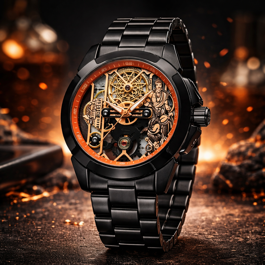 Premium Skeleton Mechanical Watch – Black Steel Edition